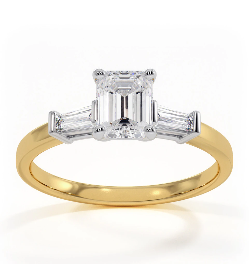 Genevieve GIA Emerald Cut Diamond Ring in 18K Gold 0.90ct G/VS2