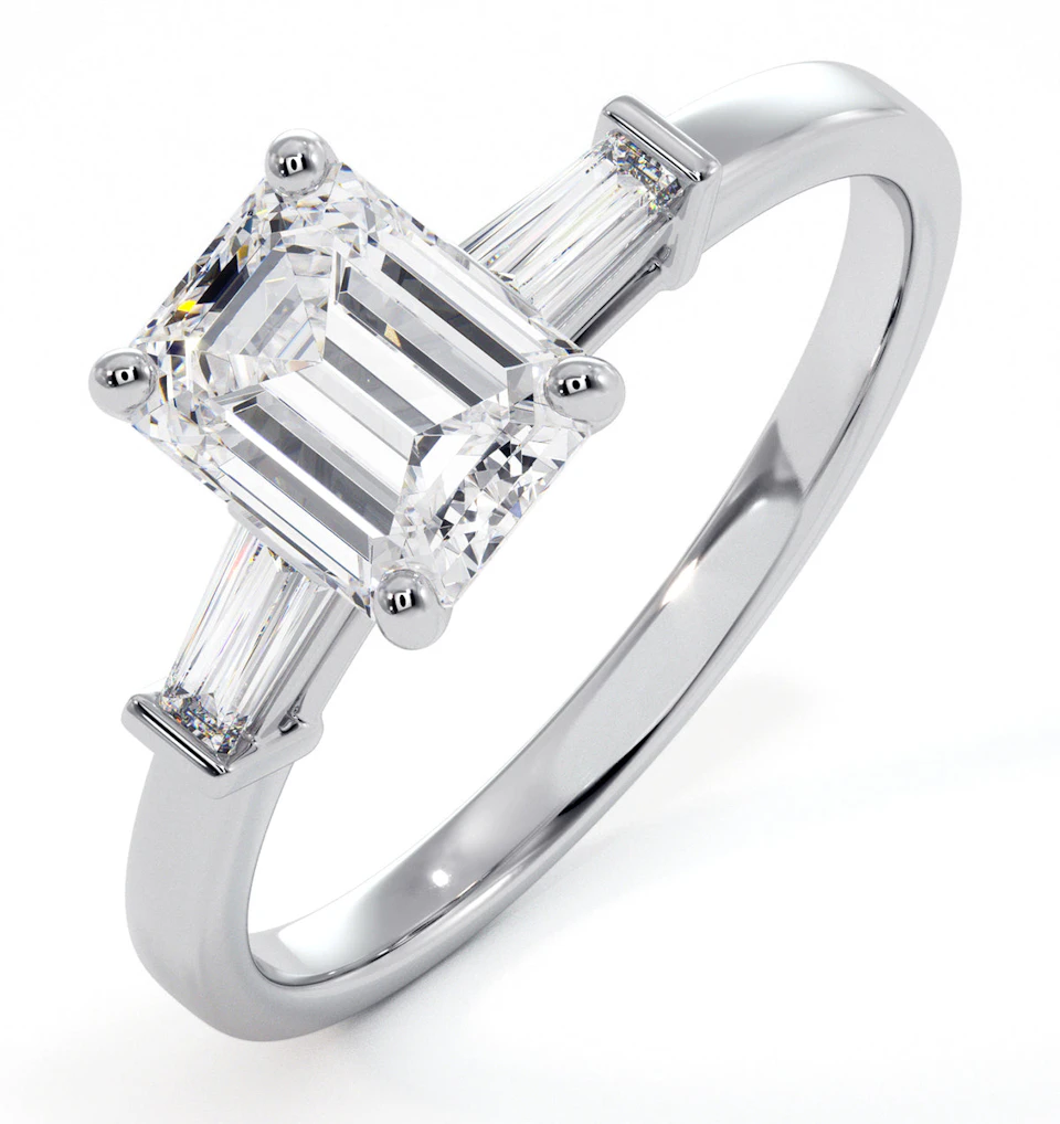Genevieve GIA Emerald Cut Diamond Ring in Platinum 1.25ct G/VS1