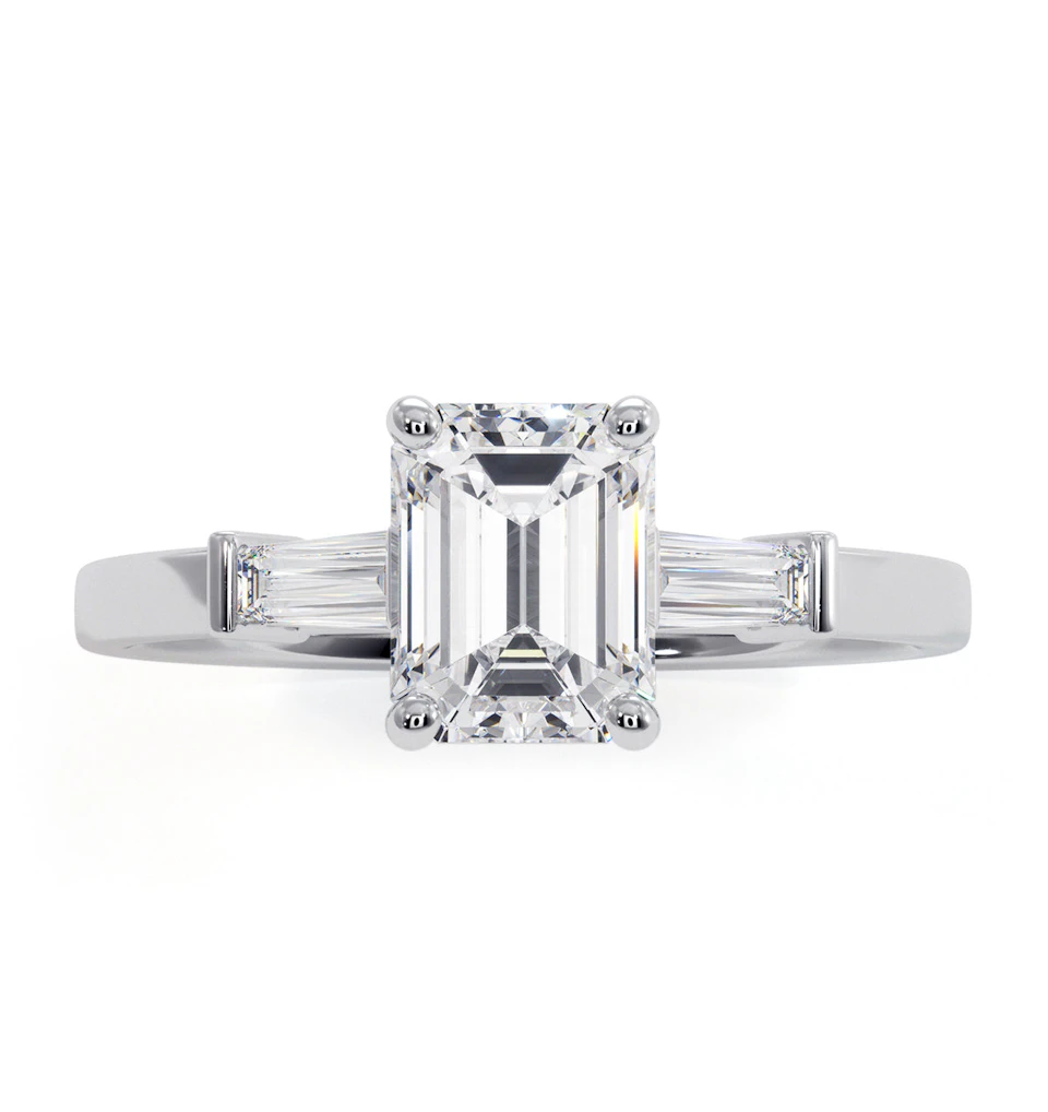 Genevieve GIA Emerald Cut Diamond Ring in Platinum 1.25ct G/VS2