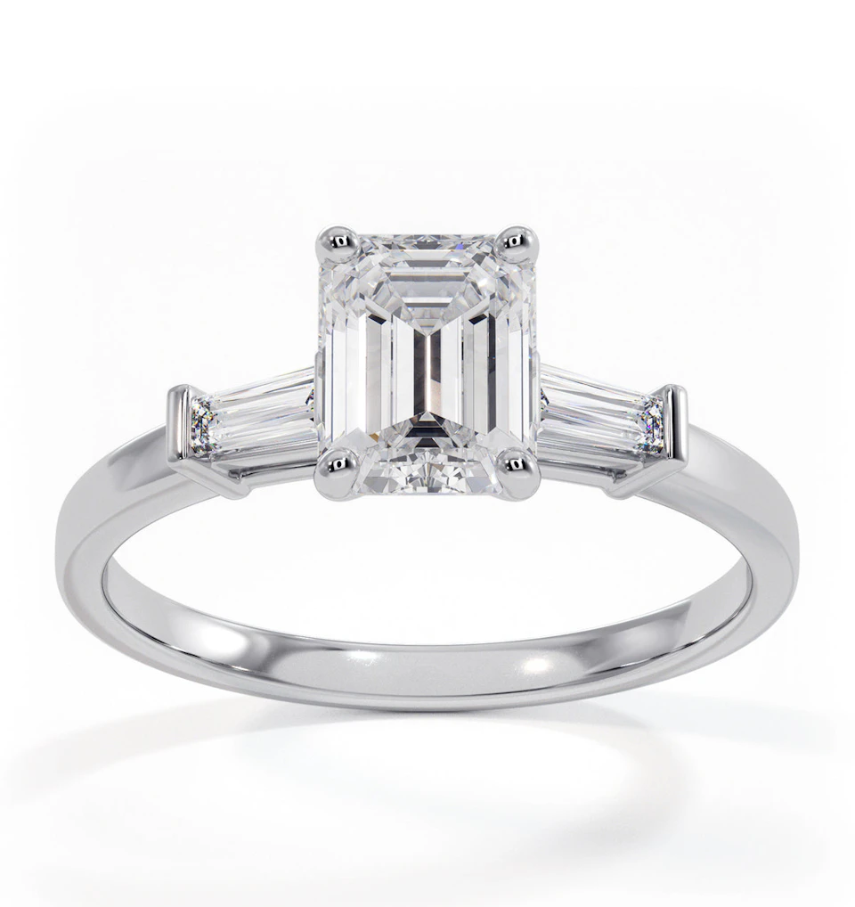 Genevieve GIA Emerald Cut Diamond Ring in Platinum 1.25ct G/VS2