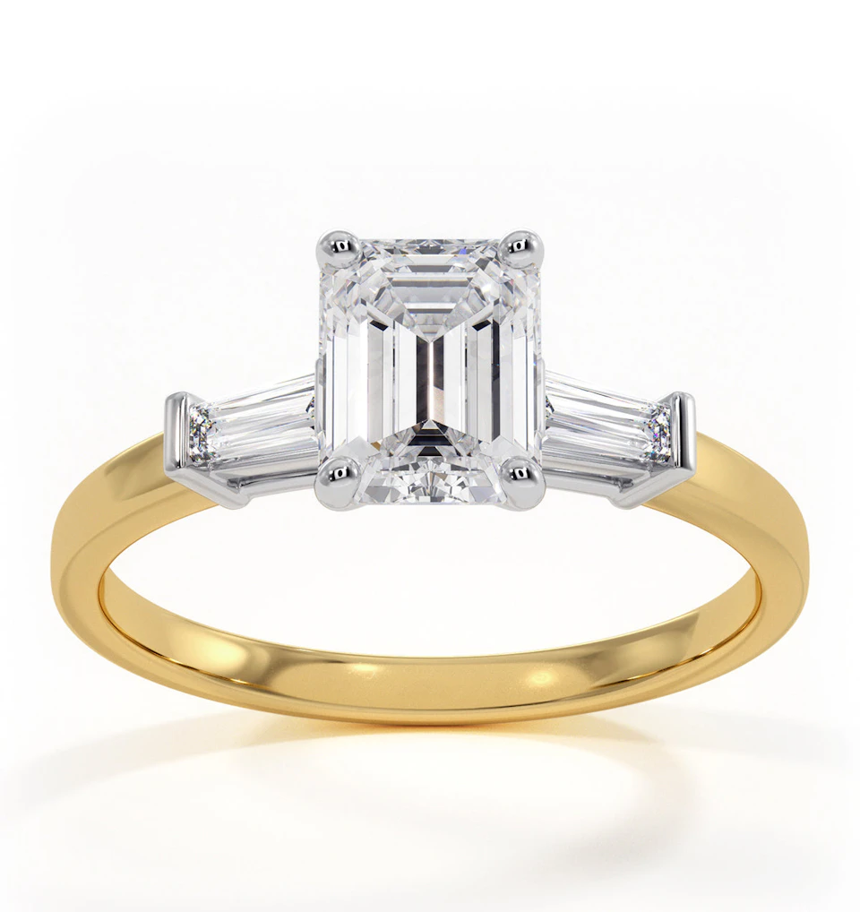 Genevieve GIA Emerald Cut Diamond Ring in 18K Gold 1.25ct G/VS1