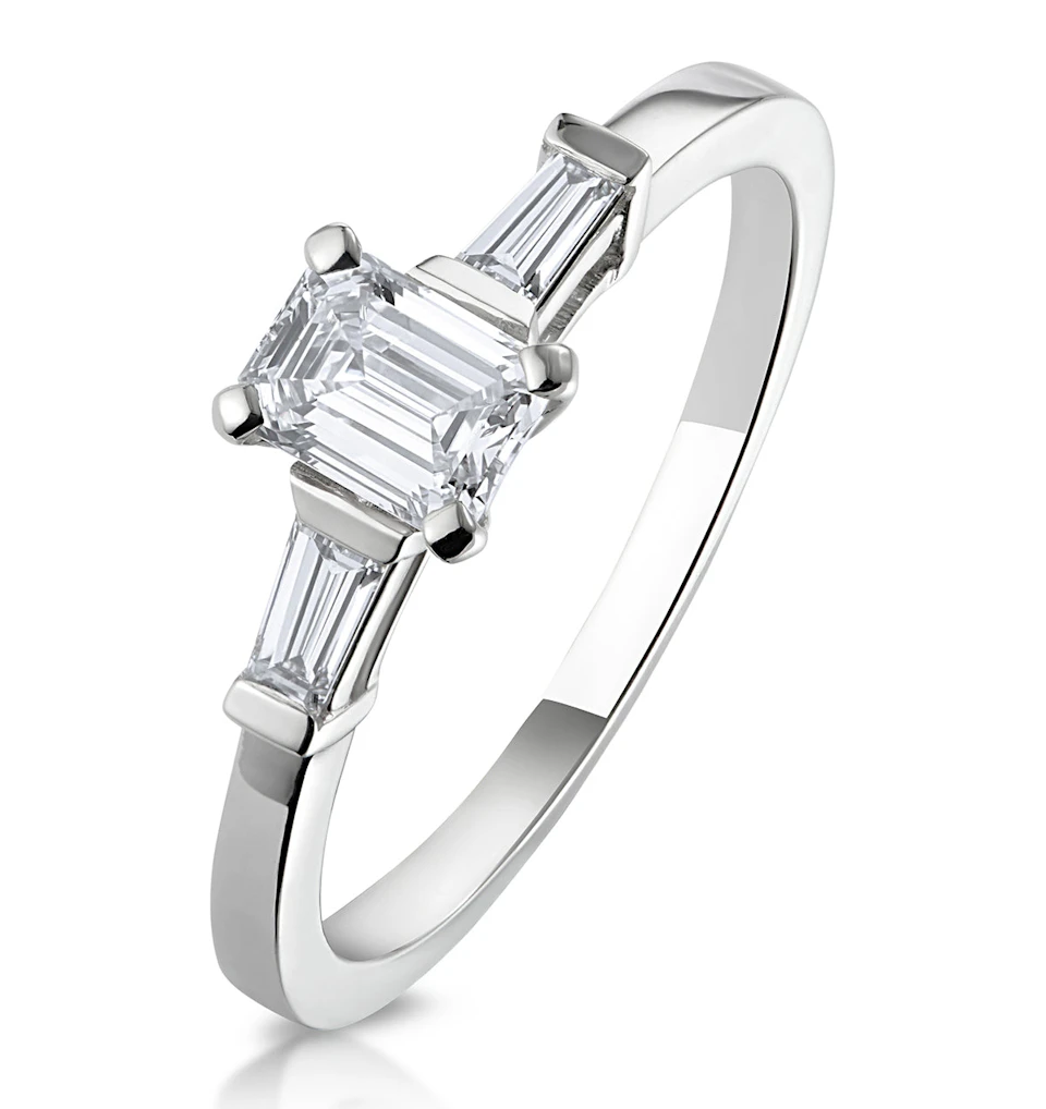 Genevieve Emerald Cut Diamond Ring in 18K White Gold 0.70ct G/VS1