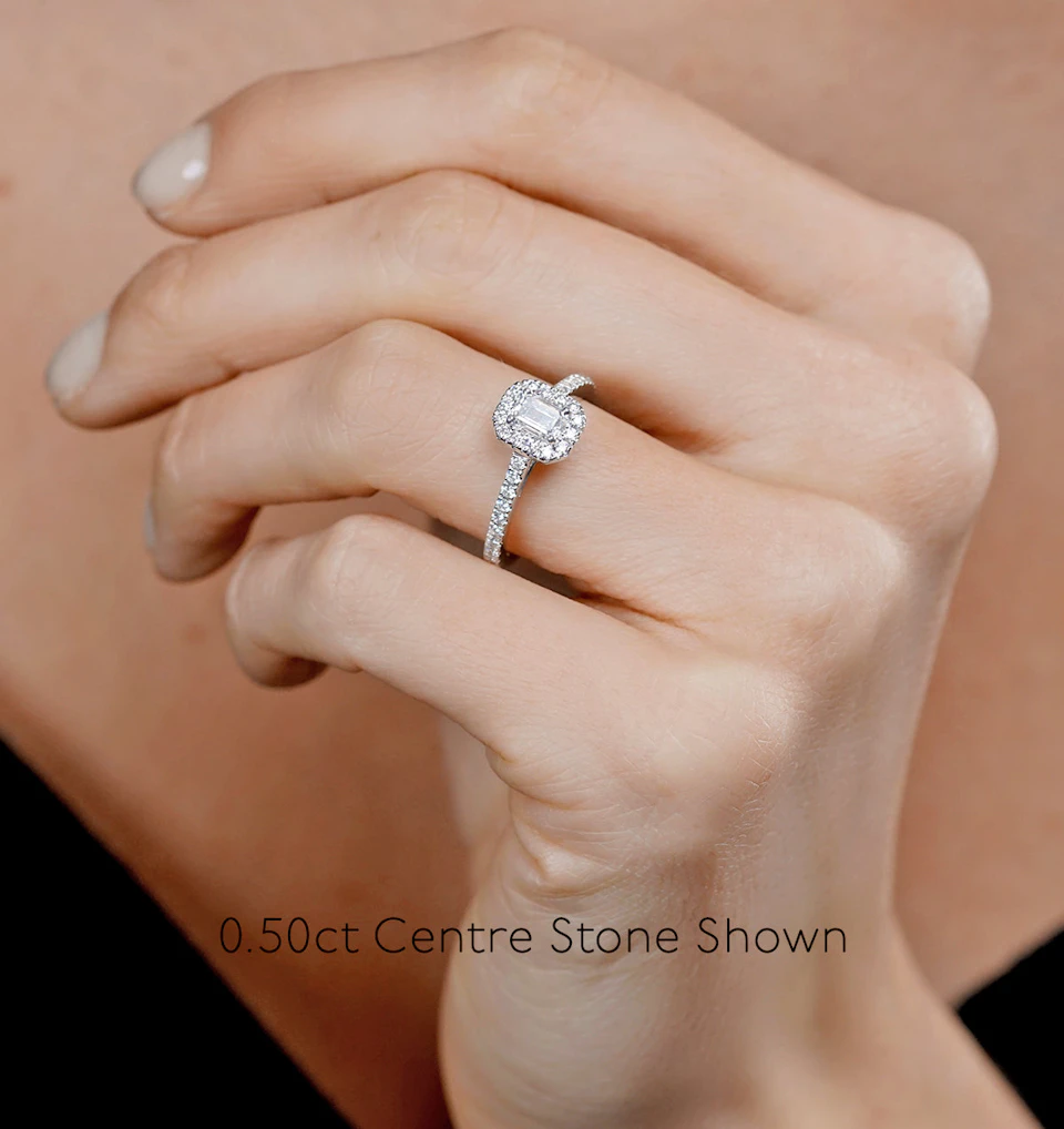 Annabelle Diamond Halo Engagement Ring 18K White Gold 1ct G/VS1