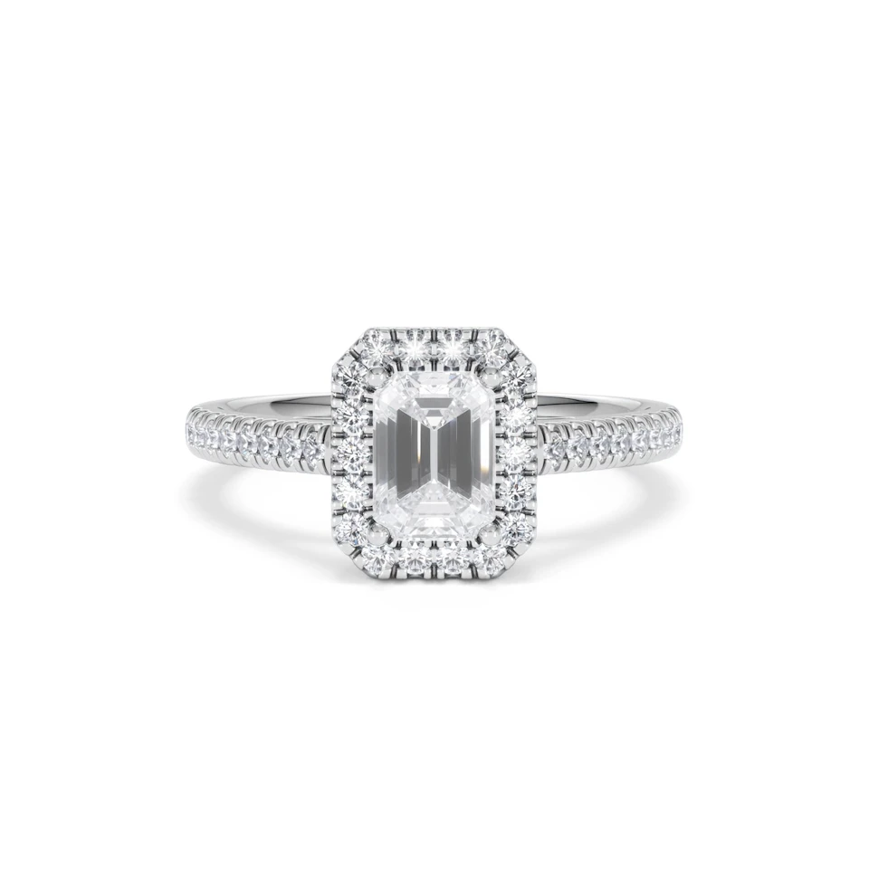 Annabelle Lab Diamond Halo Engagement Ring in Platinum 1.65ct F/VS1
