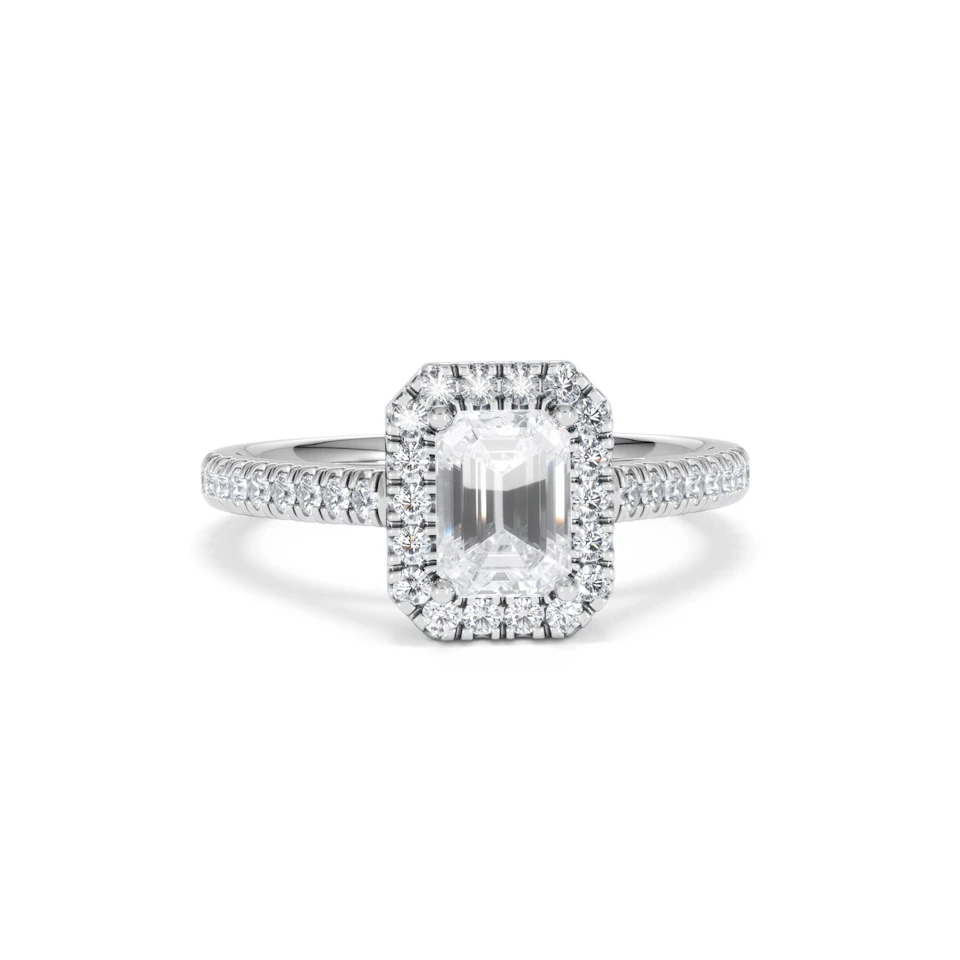 Annabelle Lab Diamond Halo Engagement Ring in Platinum 1.65ct F/VS1