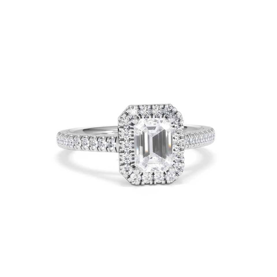 Annabelle Lab Diamond Halo Engagement Ring in Platinum 1.65ct F/VS1