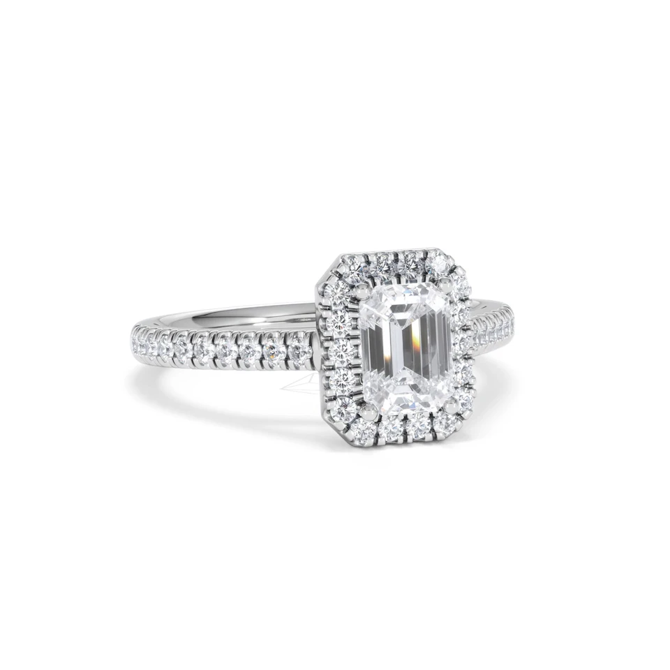 Annabelle Lab Diamond Halo Engagement Ring 18K White Gold 1.65ct F/VS1