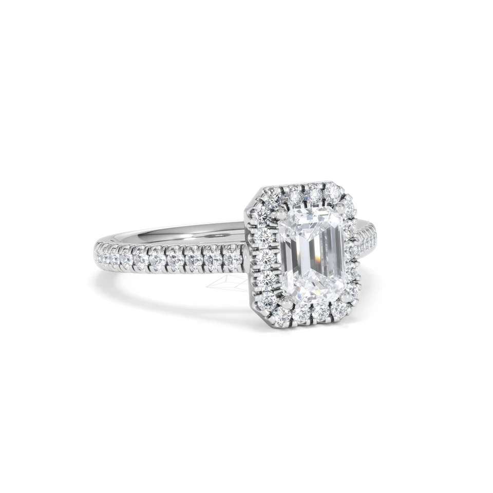 Annabelle Lab Diamond Halo Engagement Ring 18K White Gold 1.65ct F/VS1