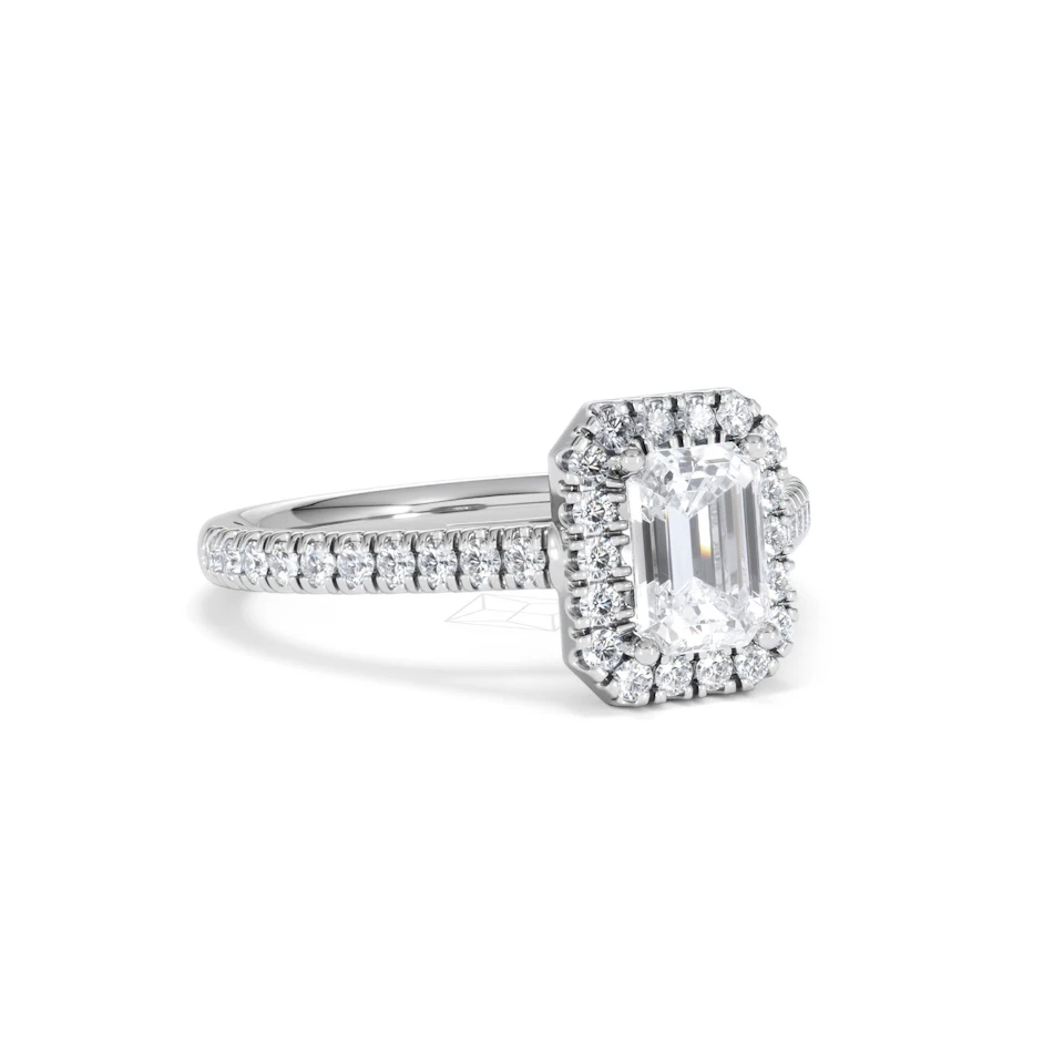 Annabelle Lab Diamond Halo Engagement Ring in Platinum 1.65ct F/VS1