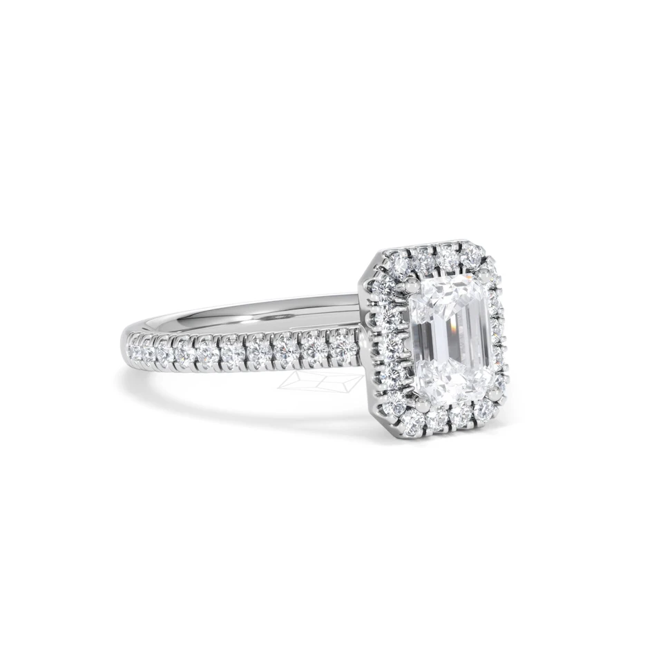 Annabelle Lab Diamond Halo Engagement Ring in Platinum 1.65ct F/VS1