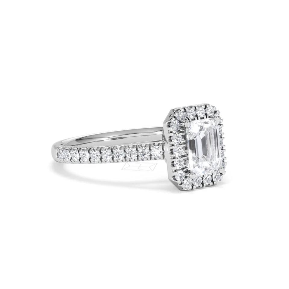 Annabelle Lab Diamond Halo Engagement Ring 18K White Gold 1.65ct F/VS1
