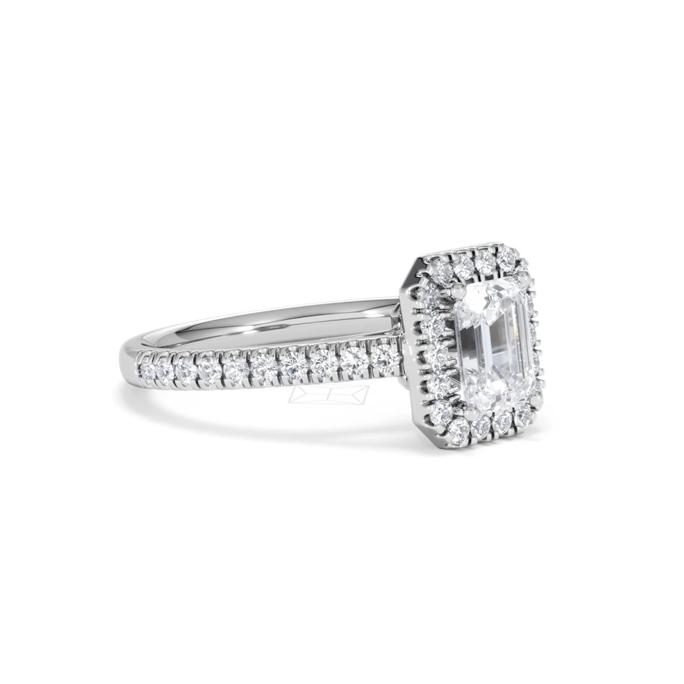 Annabelle Lab Diamond Halo Engagement Ring 18K White Gold 1.65ct F/VS1