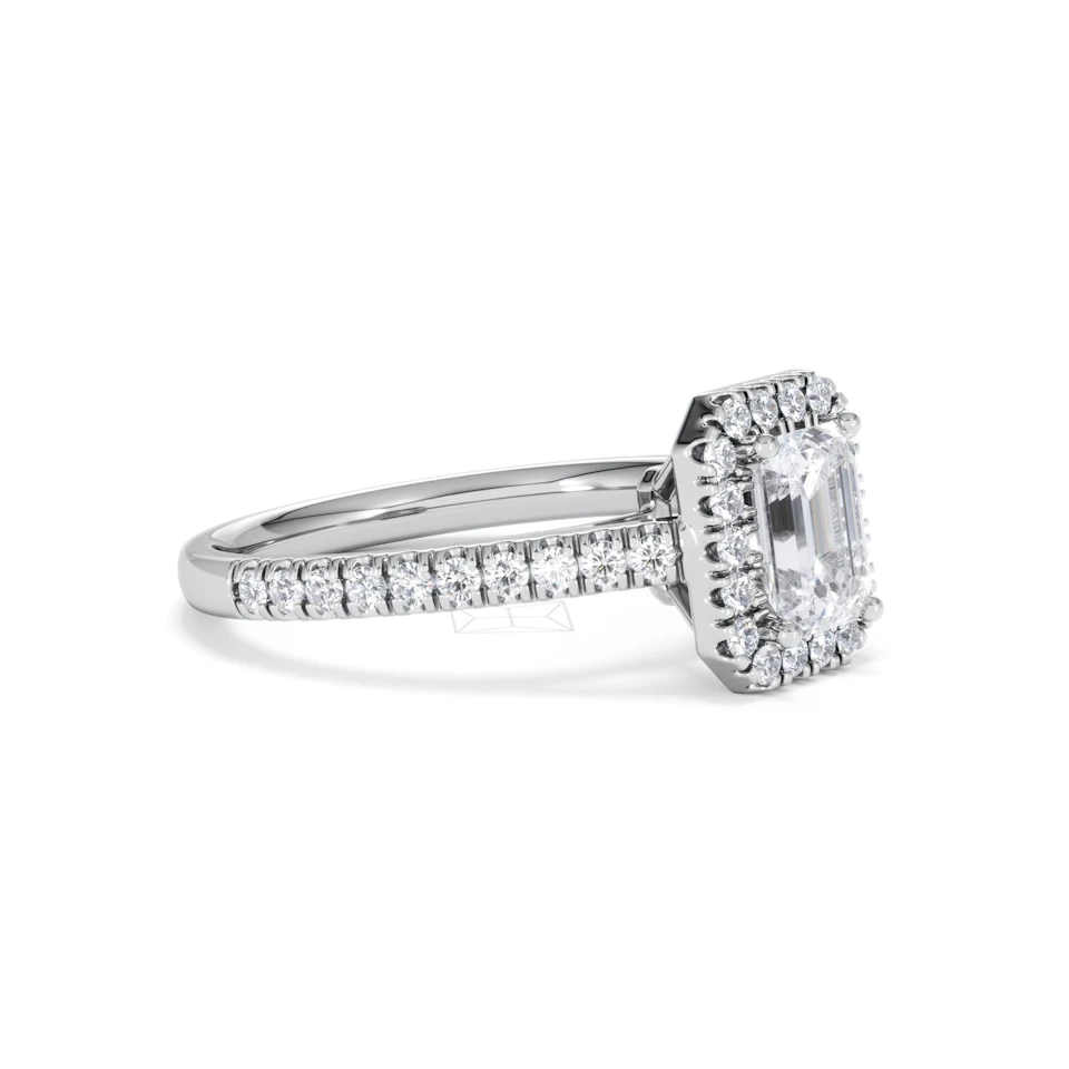 Annabelle Lab Diamond Halo Engagement Ring 18K White Gold 1.65ct F/VS1