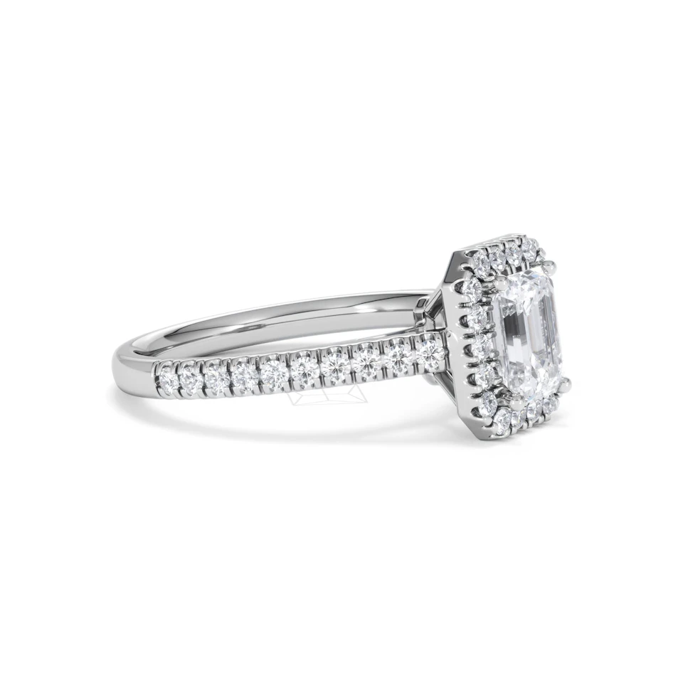 Annabelle Lab Diamond Halo Engagement Ring 18K White Gold 1.65ct F/VS1
