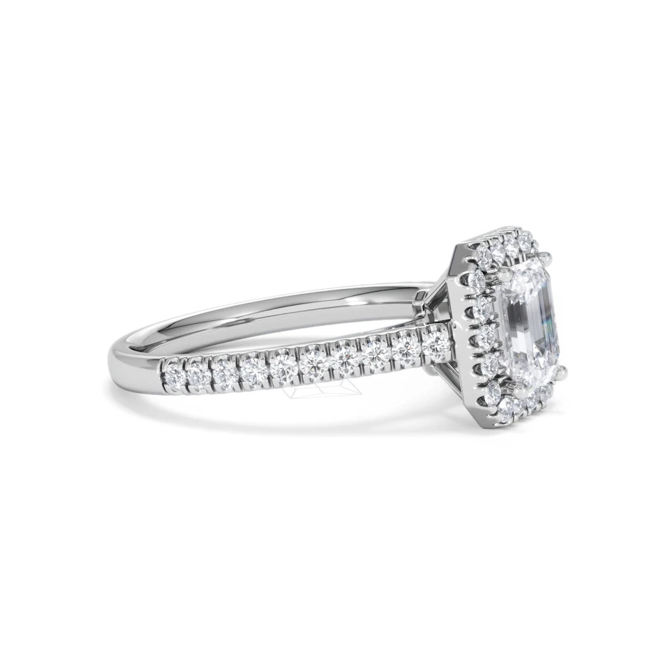Annabelle Lab Diamond Halo Engagement Ring 18K White Gold 1.65ct F/VS1