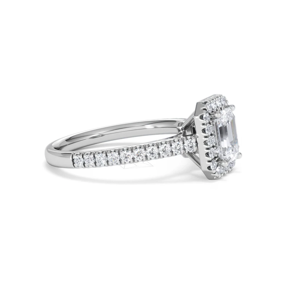Annabelle Lab Diamond Halo Engagement Ring 18K White Gold 1.65ct F/VS1