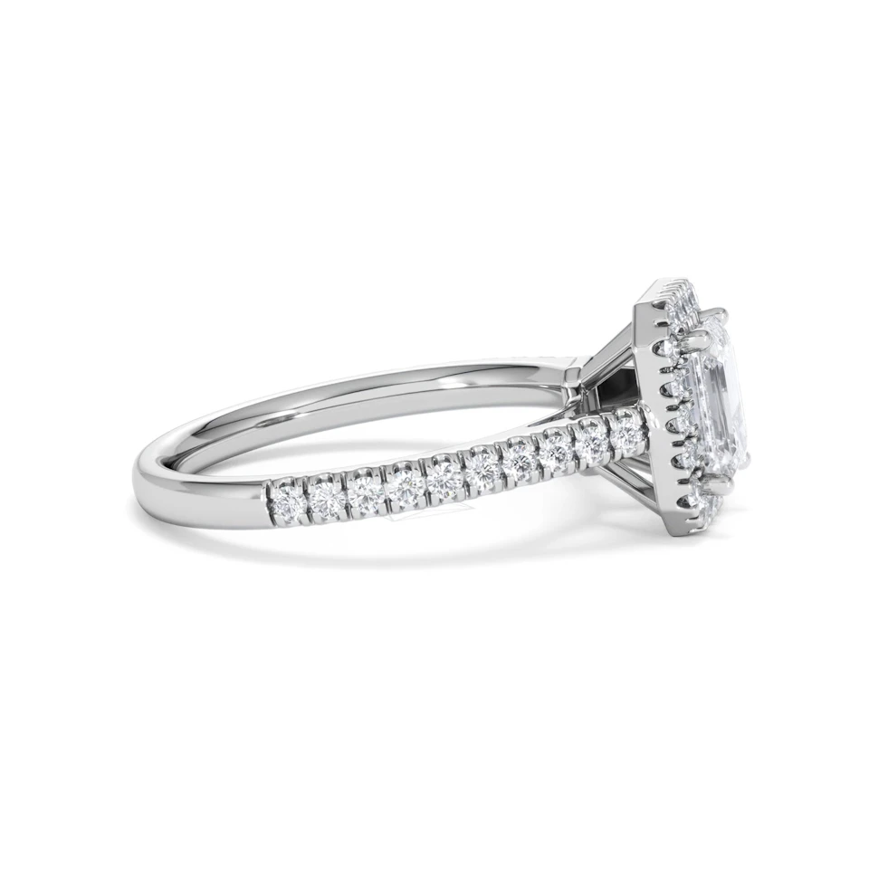 Annabelle Lab Diamond Halo Engagement Ring 18K White Gold 1.65ct F/VS1