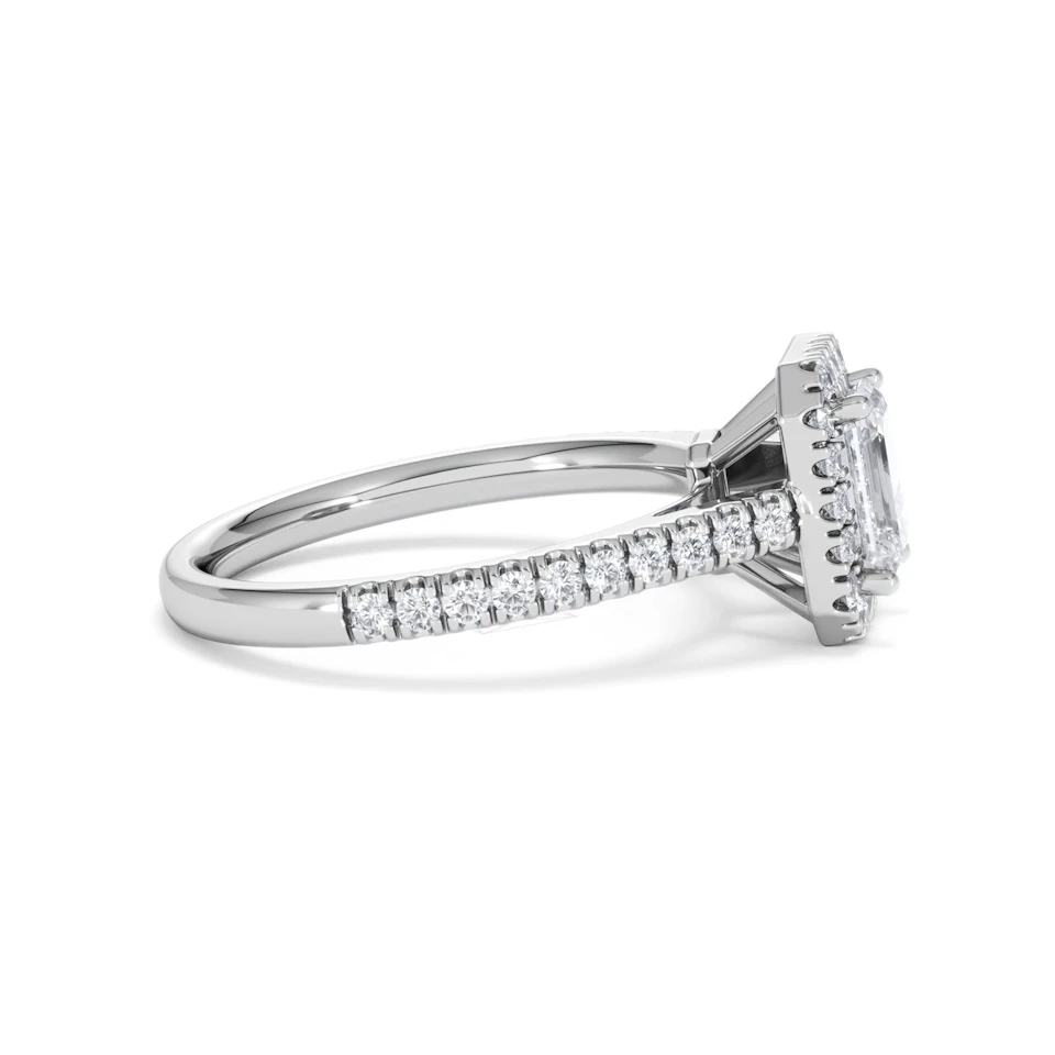 Annabelle Lab Diamond Halo Engagement Ring 18K White Gold 1.65ct F/VS1