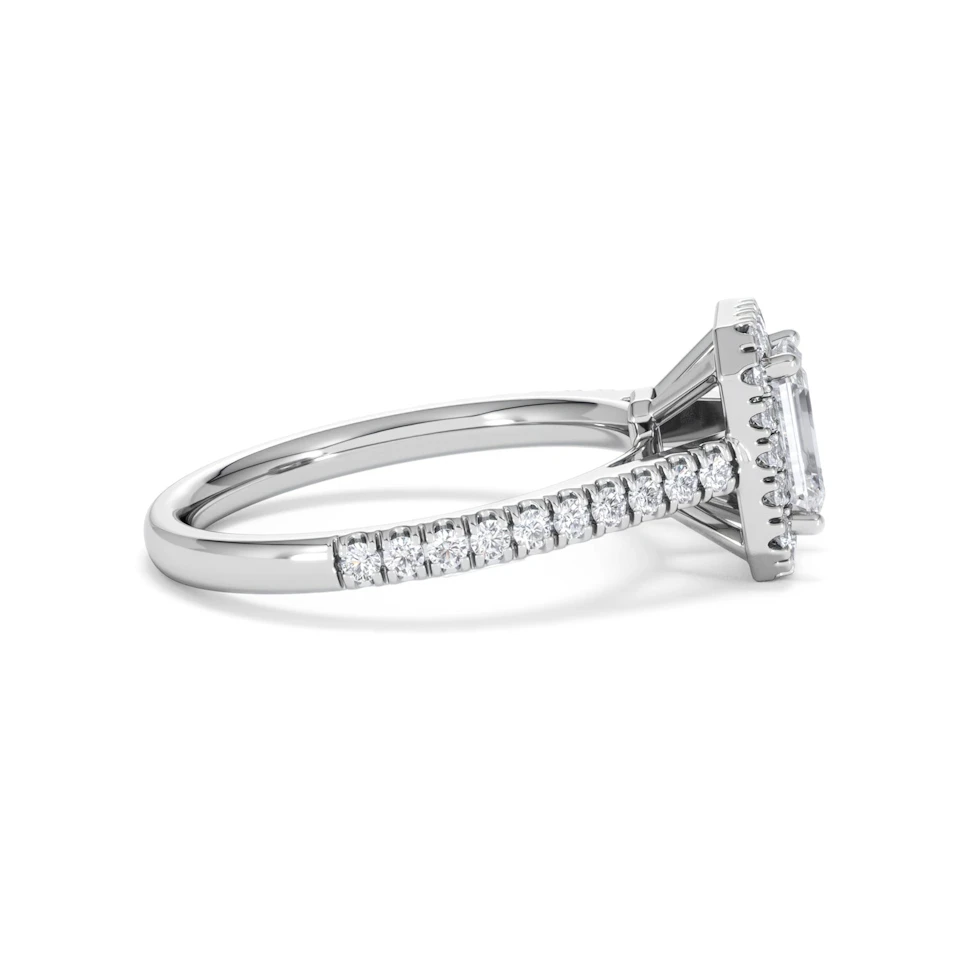Annabelle Lab Diamond Halo Engagement Ring 18K White Gold 1.65ct F/VS1