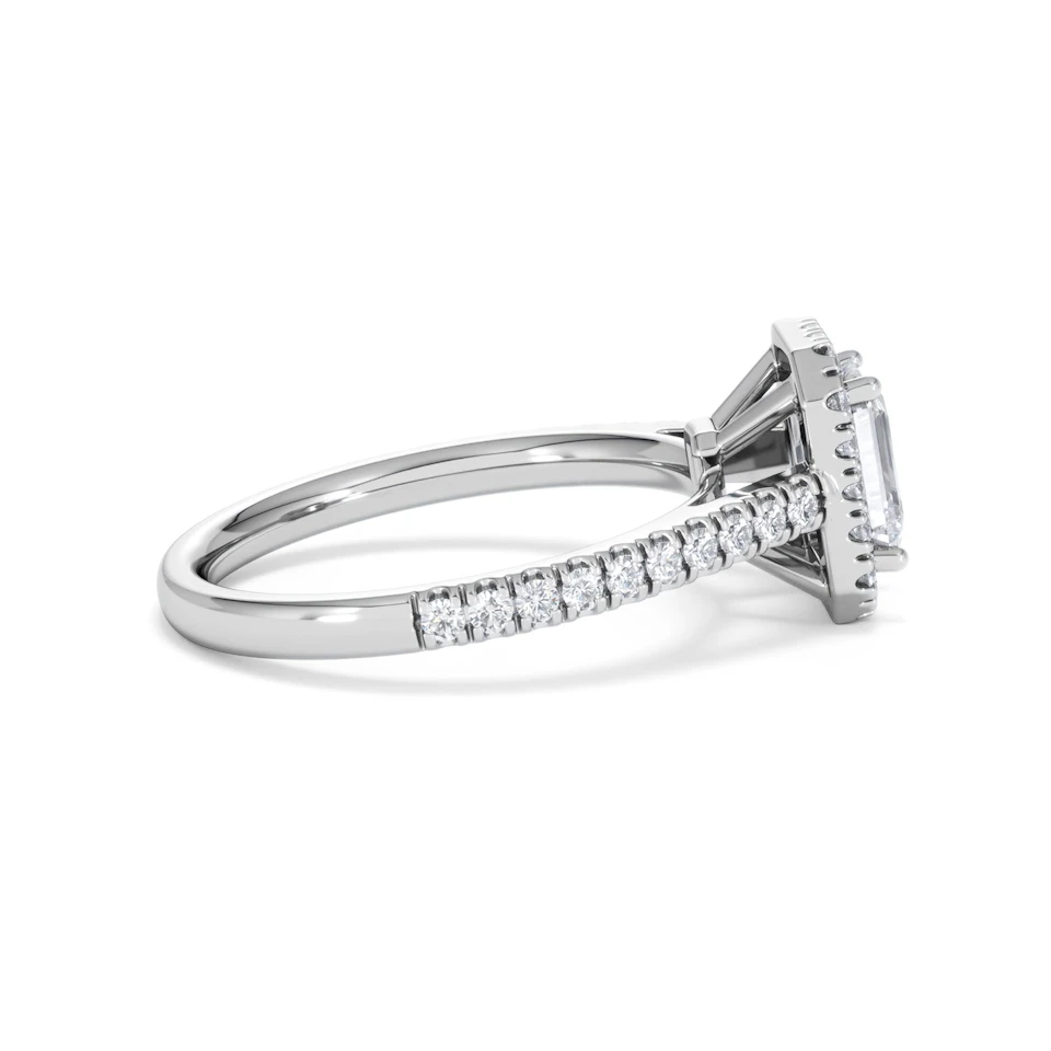 Annabelle Lab Diamond Halo Engagement Ring 18K White Gold 1.65ct F/VS1