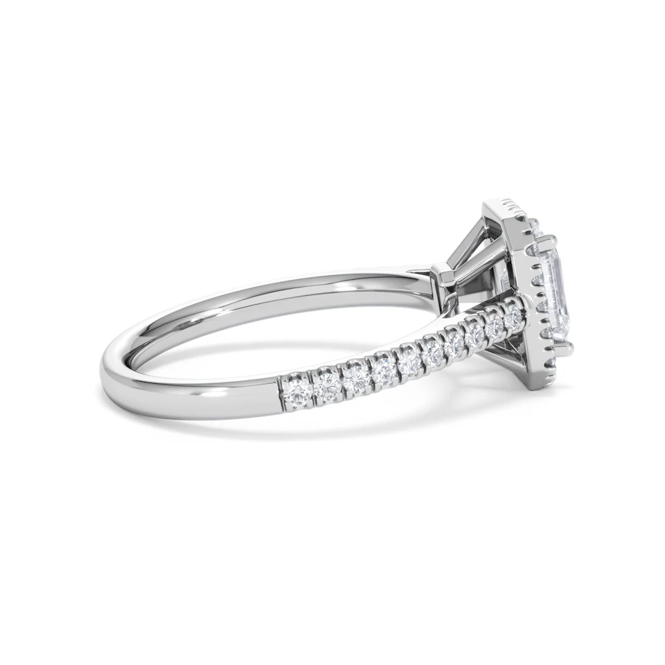 Annabelle Lab Diamond Halo Engagement Ring 18K White Gold 1.65ct F/VS1