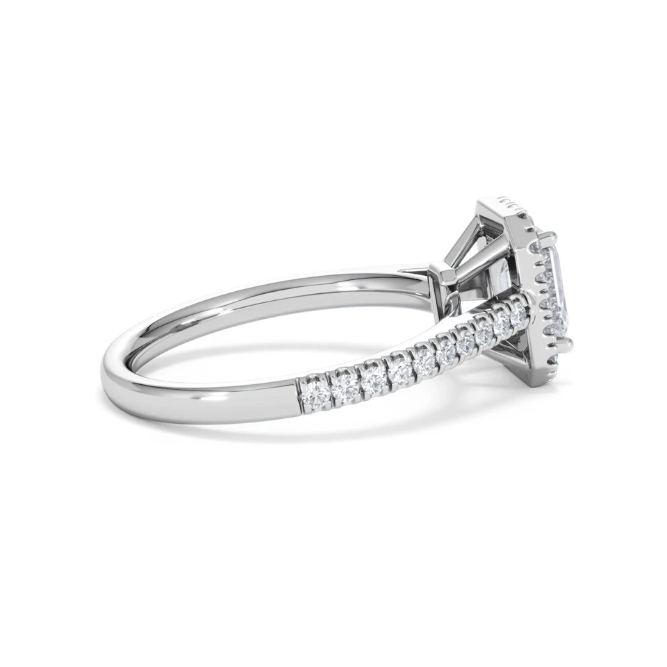 Annabelle Lab Diamond Halo Engagement Ring 18K White Gold 1.65ct F/VS1