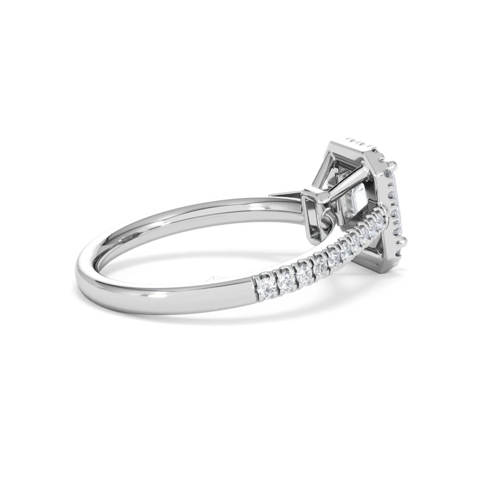 Annabelle Lab Diamond Halo Engagement Ring 18K White Gold 1.65ct F/VS1