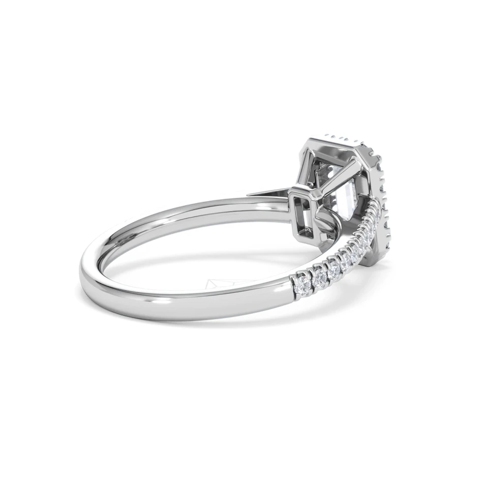Annabelle Lab Diamond Halo Engagement Ring 18K White Gold 1.65ct F/VS1