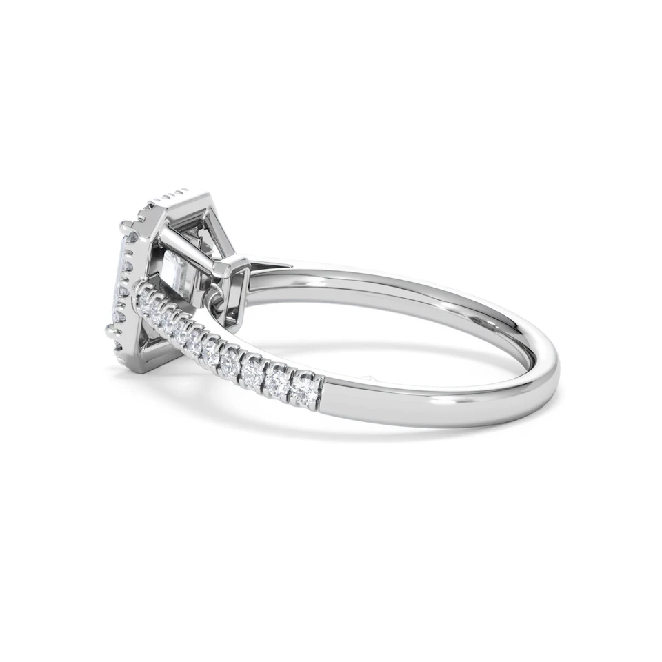 Annabelle Lab Diamond Halo Engagement Ring 18K White Gold 1.65ct F/VS1