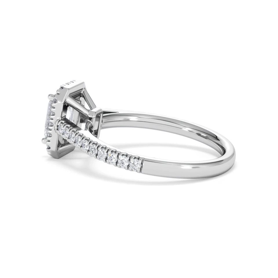 Annabelle Lab Diamond Halo Engagement Ring 18K White Gold 1.65ct F/VS1
