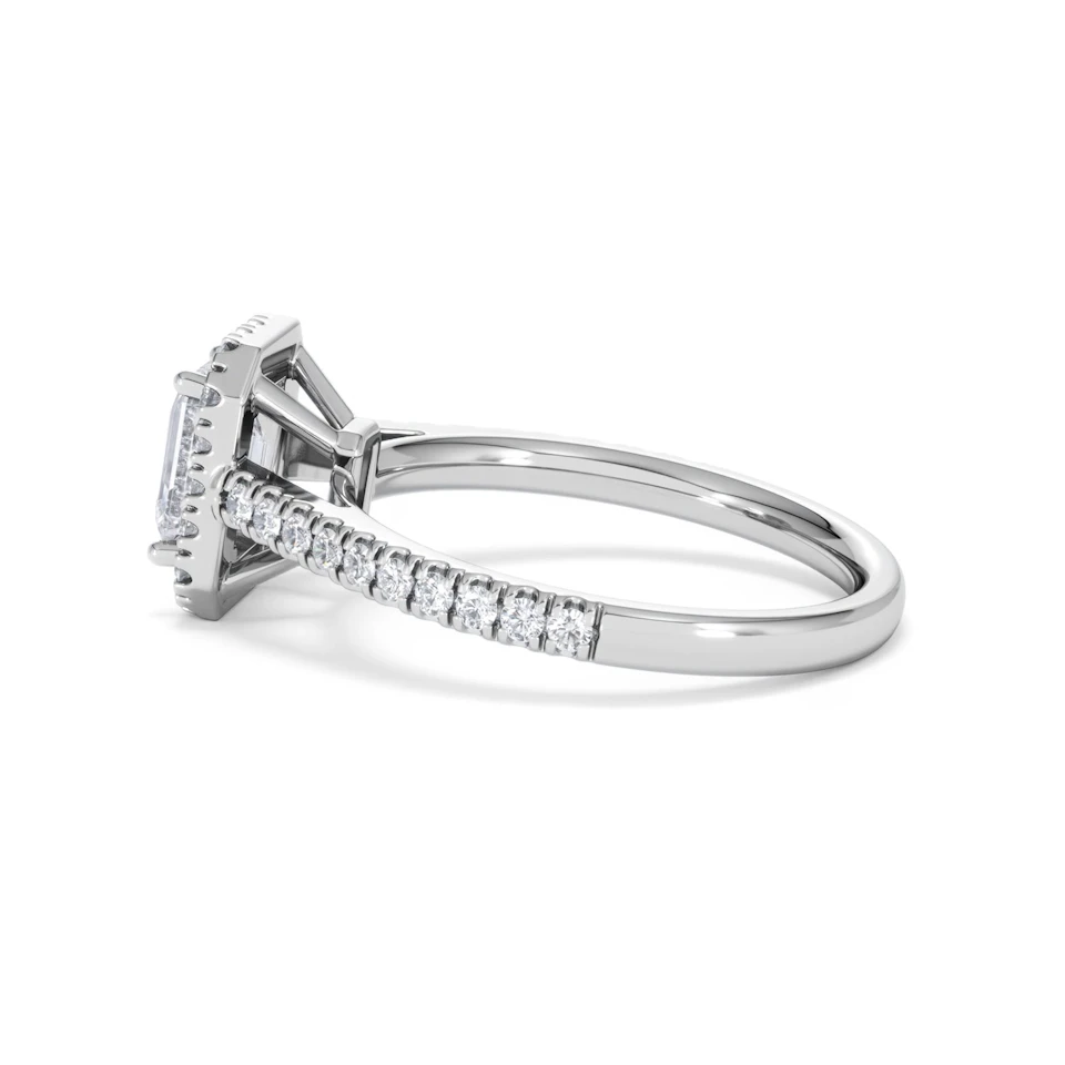 Annabelle Lab Diamond Halo Engagement Ring 18K White Gold 1.65ct F/VS1