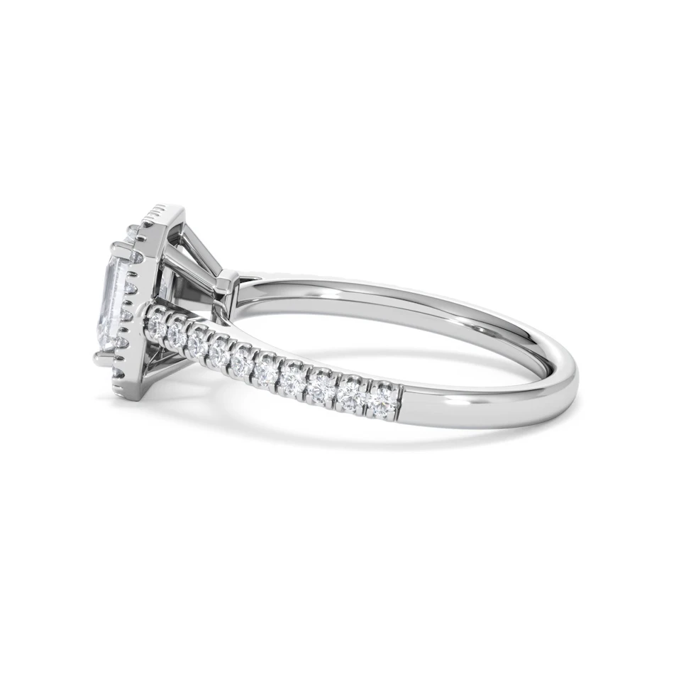 Annabelle Lab Diamond Halo Engagement Ring 18K White Gold 1.65ct F/VS1
