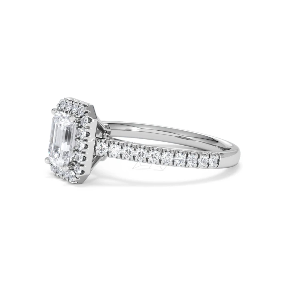 Annabelle Lab Diamond Halo Engagement Ring 18K White Gold 1.65ct F/VS1