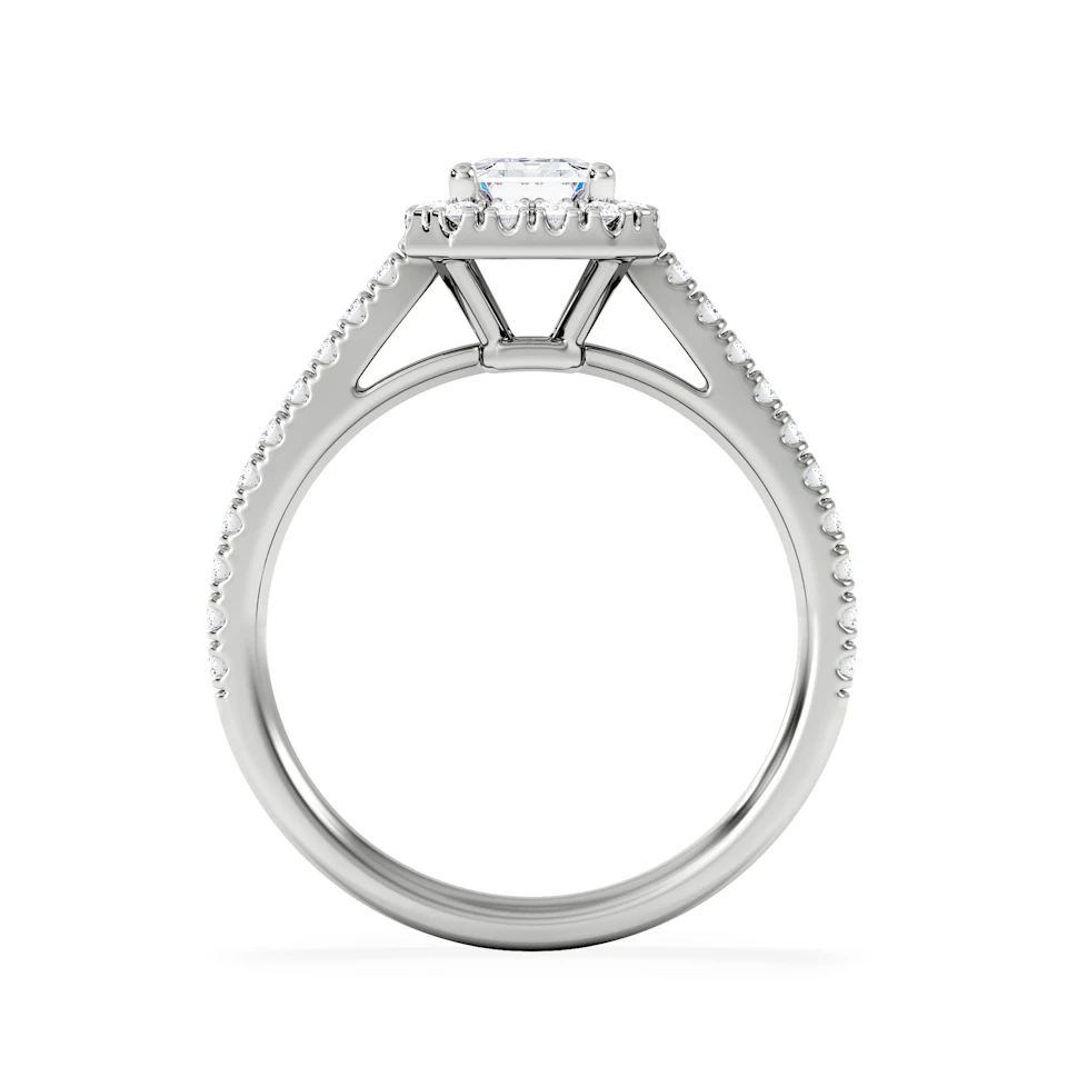 Annabelle Lab Diamond Halo Engagement Ring 18K White Gold 1.65ct F/VS1