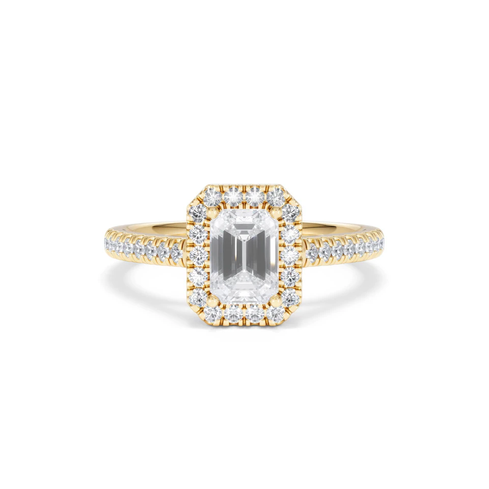 Annabelle Lab Diamond Halo Engagement Ring in 18K Gold 1.65ct F/VS1