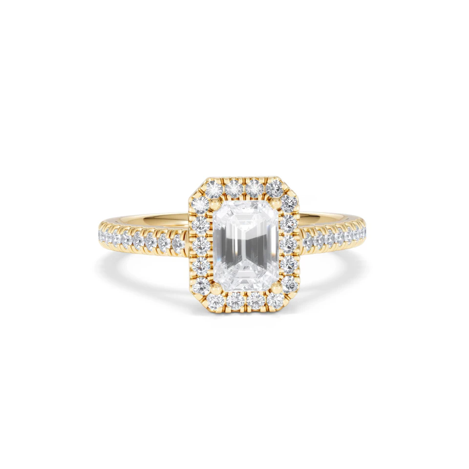 Annabelle Lab Diamond Halo Engagement Ring in 18K Gold 1.65ct F/VS1