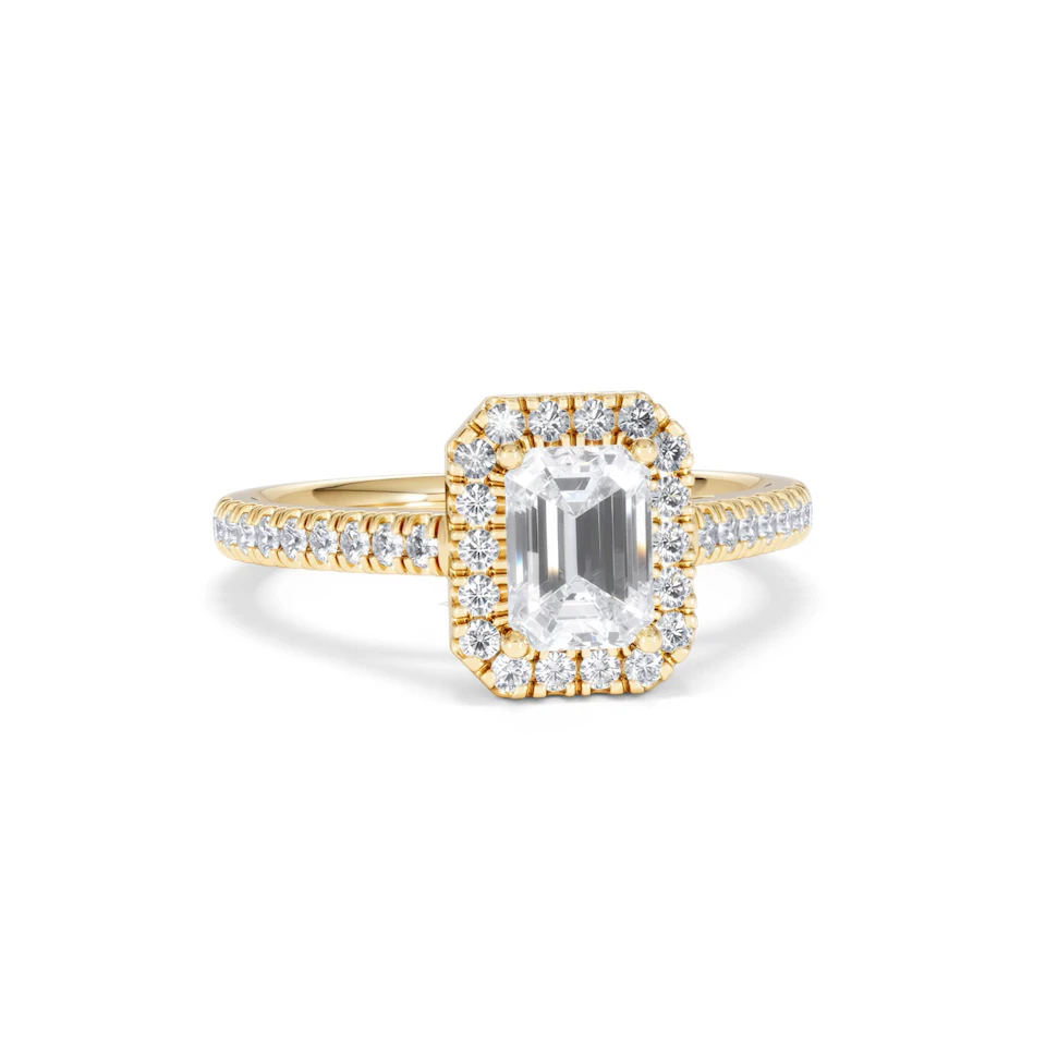 Annabelle Lab Diamond Halo Engagement Ring in 18K Gold 1.65ct F/VS1