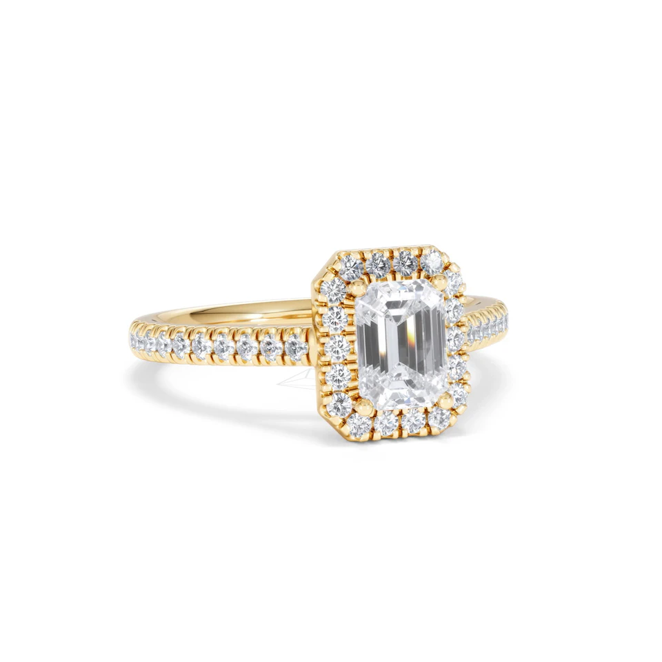 Annabelle Lab Diamond Halo Engagement Ring in 18K Gold 1.65ct F/VS1