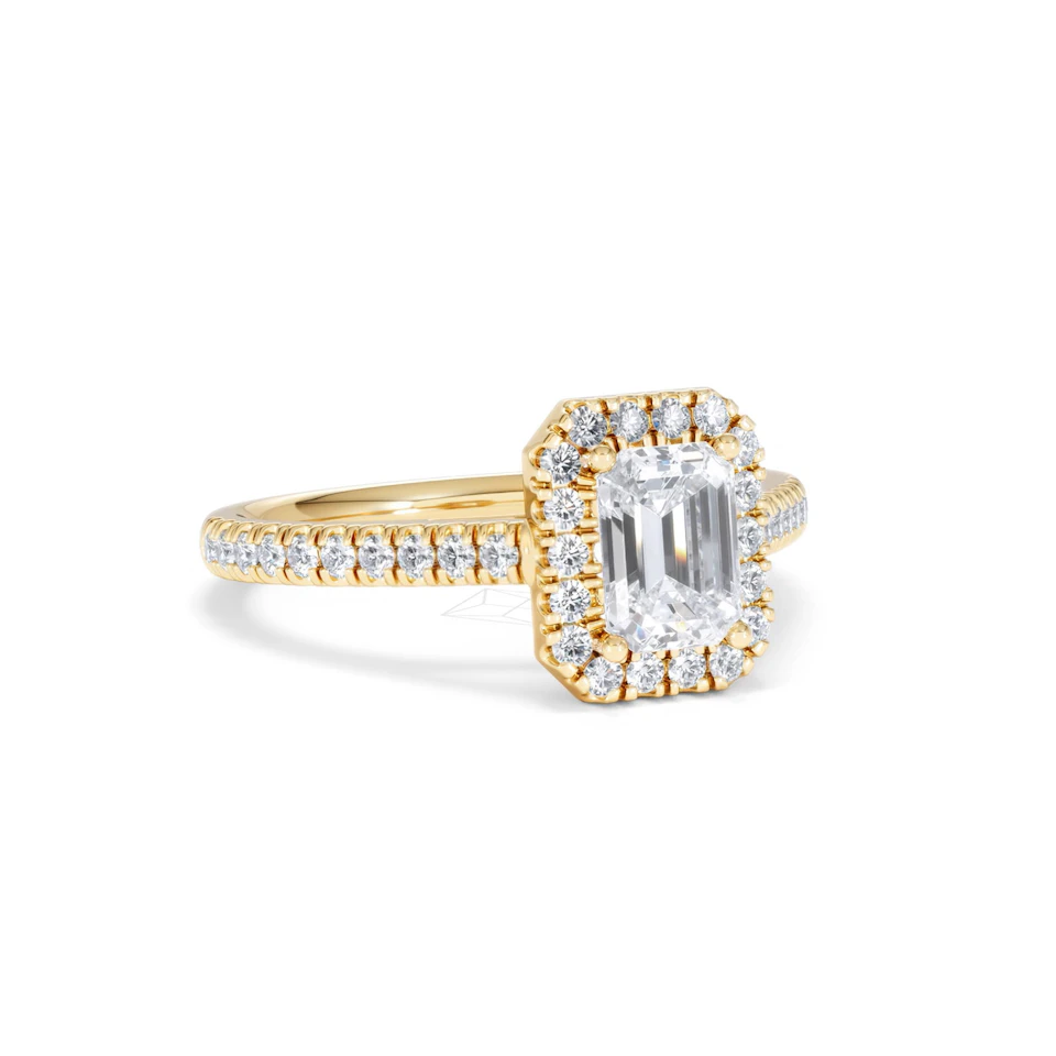 Annabelle Lab Diamond Halo Engagement Ring in 18K Gold 1.65ct F/VS1
