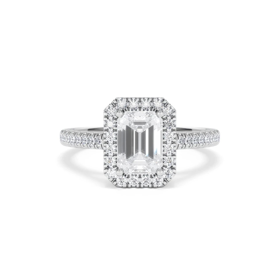 Annabelle Lab Diamond Halo Engagement Ring in Platinum 2.15ct F/VS1