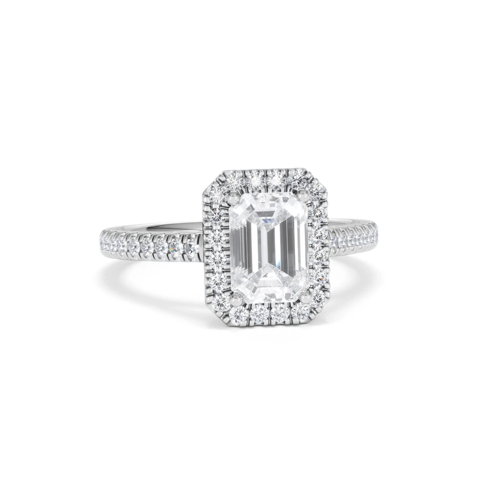 Annabelle Lab Diamond Halo Engagement Ring 18K White Gold 2.15ct F/VS1