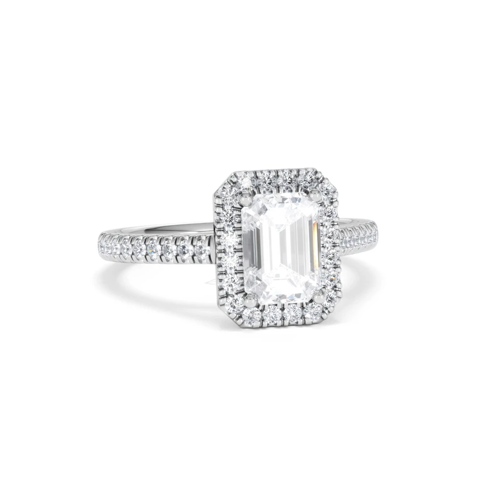 Annabelle Lab Diamond Halo Engagement Ring in Platinum 2.15ct F/VS1