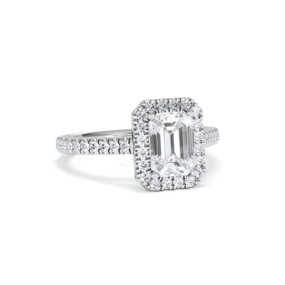Annabelle Lab Diamond Halo Engagement Ring 18K White Gold 2.15ct F/VS1