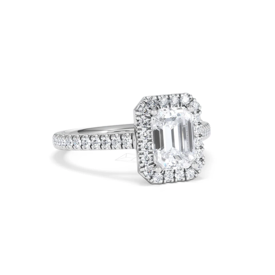 Annabelle Lab Diamond Halo Engagement Ring 18K White Gold 2.15ct F/VS1