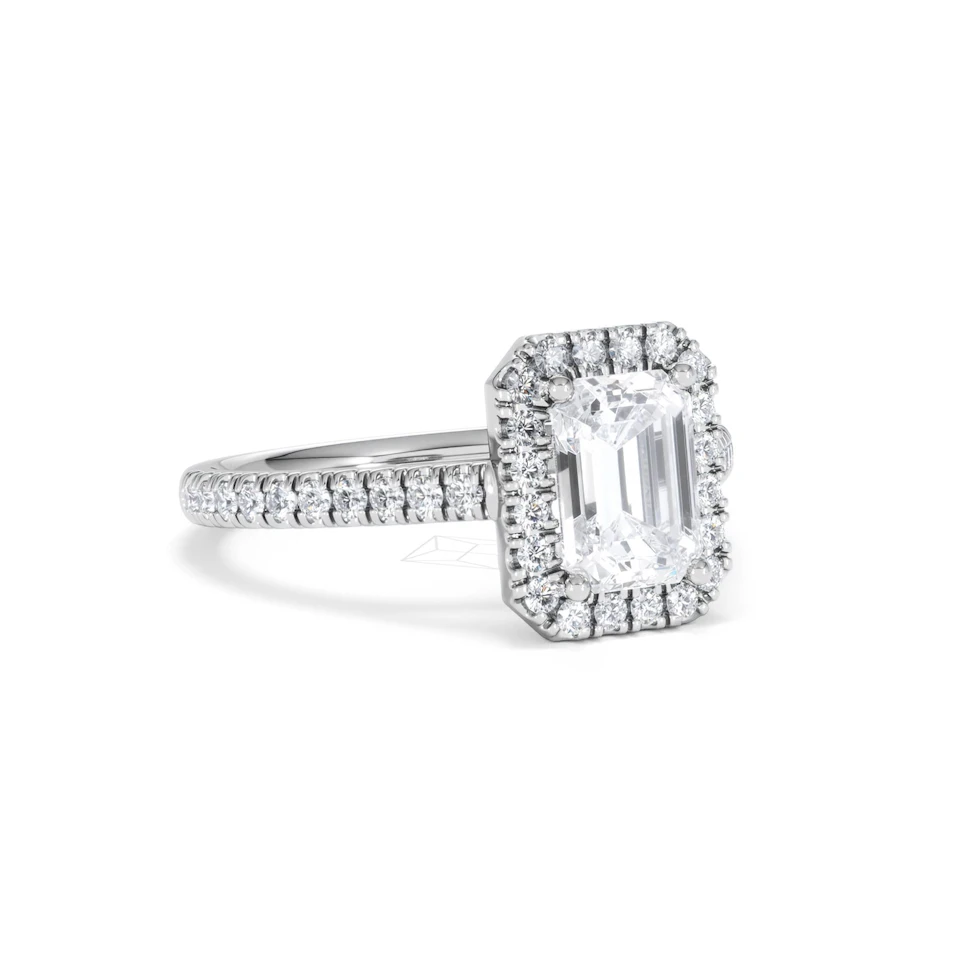Annabelle Lab Diamond Halo Engagement Ring 18K White Gold 2.15ct F/VS1