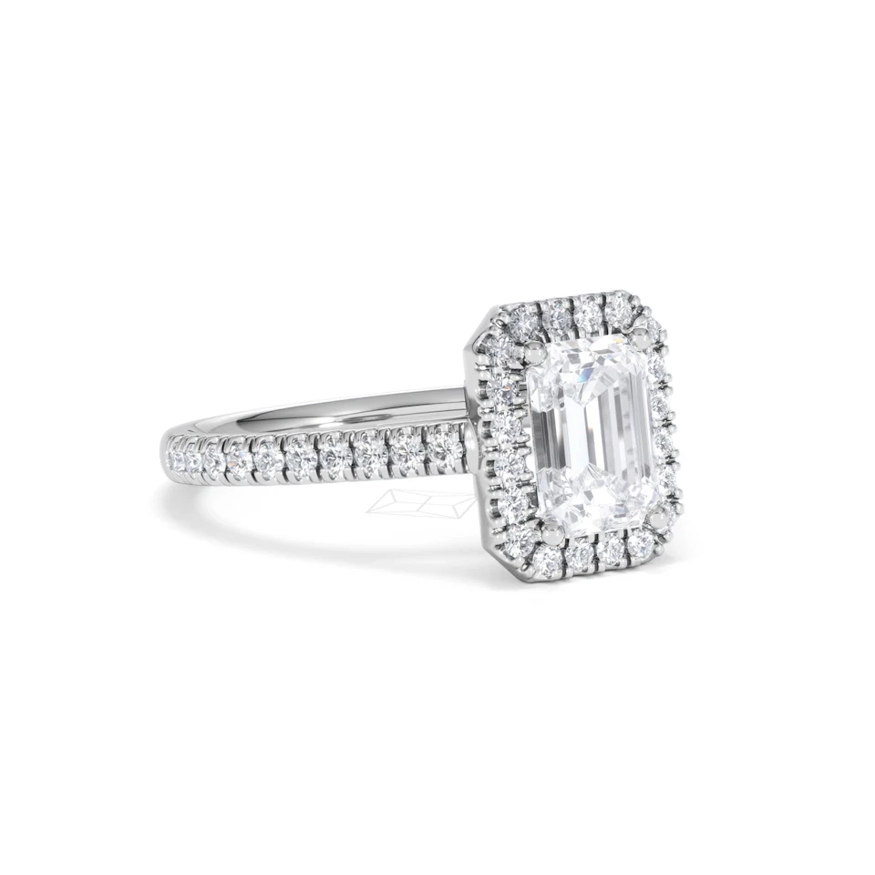 Annabelle Lab Diamond Halo Engagement Ring 18K White Gold 2.15ct F/VS1