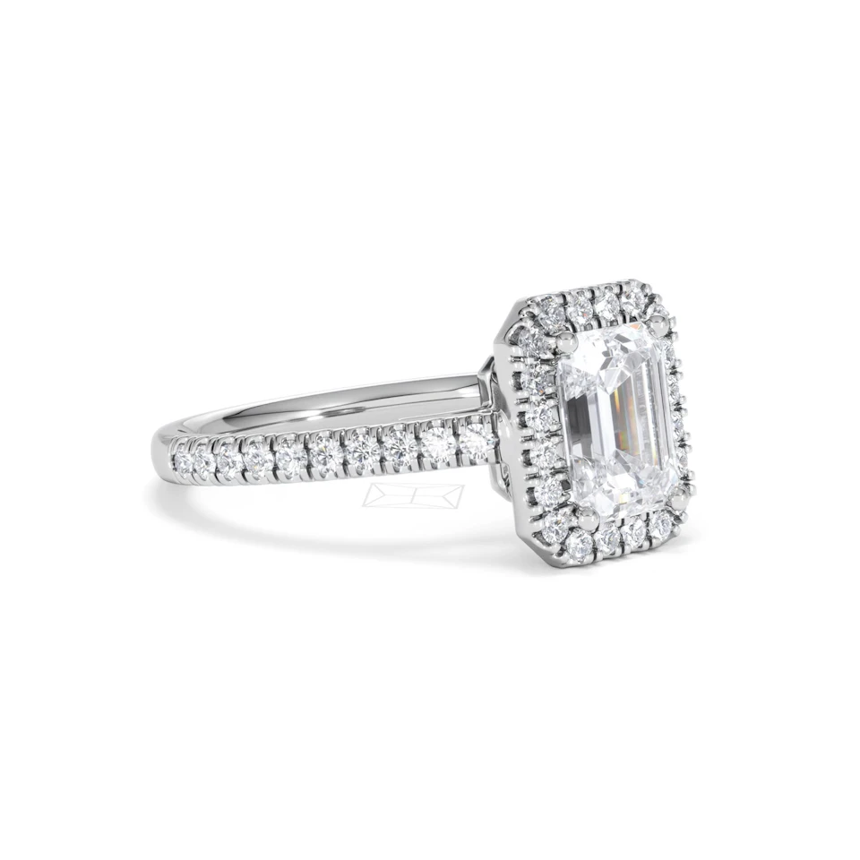 Annabelle Lab Diamond Halo Engagement Ring 18K White Gold 2.15ct F/VS1