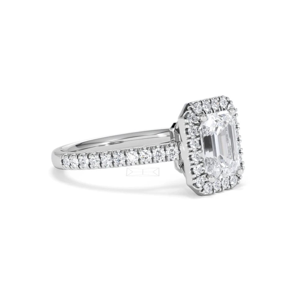 Annabelle Lab Diamond Halo Engagement Ring 18K White Gold 2.15ct F/VS1