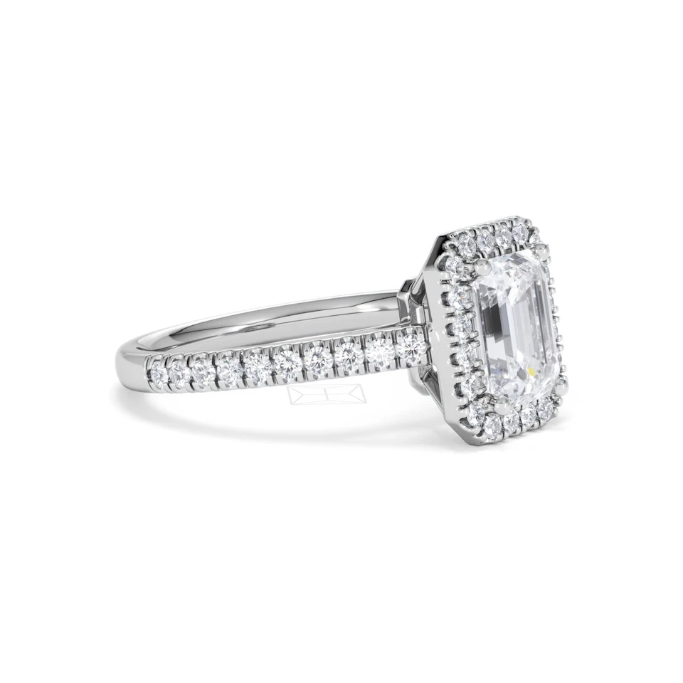 Annabelle Lab Diamond Halo Engagement Ring 18K White Gold 2.15ct F/VS1