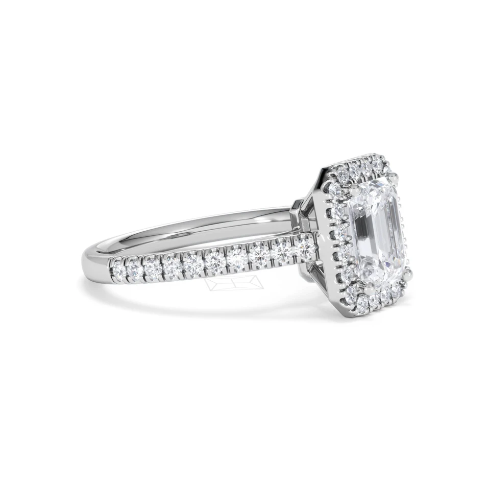 Annabelle Lab Diamond Halo Engagement Ring 18K White Gold 2.15ct F/VS1